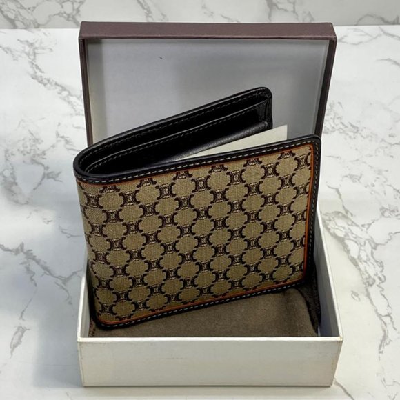 CELINE Monogram Unisex Canvas Blended Fabrics Leather Wallet - Picture 2 of 10